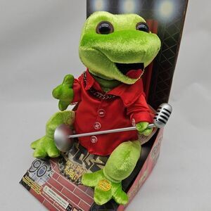 Frogz Rock It Rap It Ribbit Livin La Vida Loca Green Red Vest Gemmy 2005 - READ
